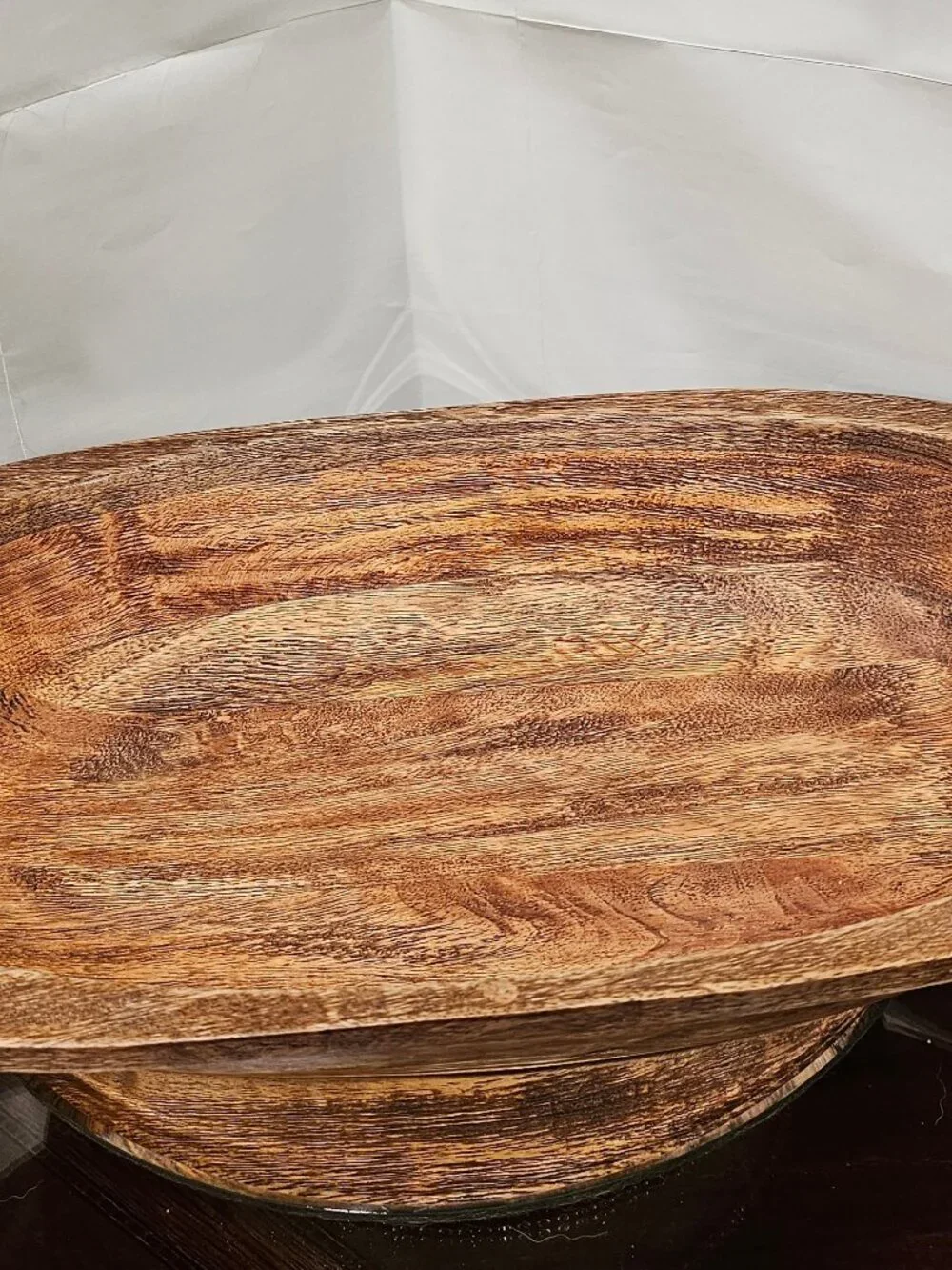 G G Collection, Wood tray/ bowl with metal handles